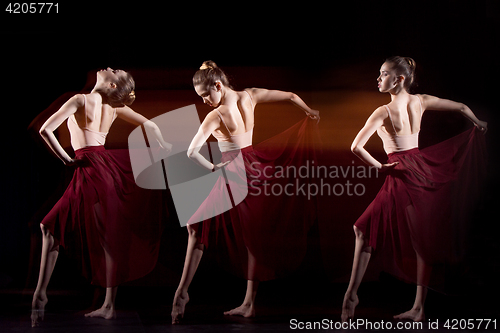 Image of The sensual and emotional dance of beautiful ballerina