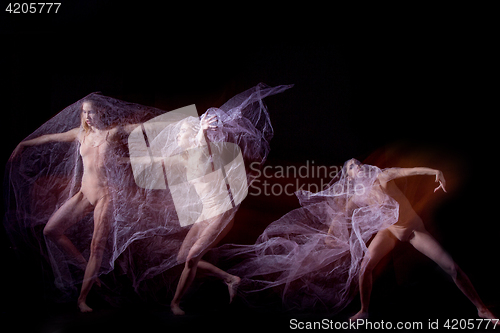 Image of The sensual and emotional dance of beautiful ballerina