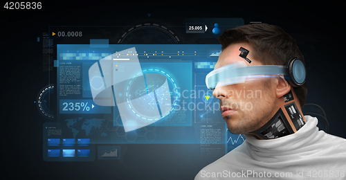 Image of man with futuristic glasses and sensors