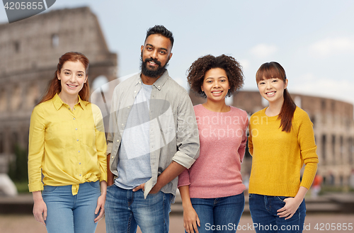 Image of international group of happy smiling people