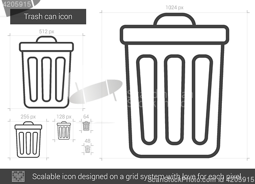 Image of Trash can line icon.