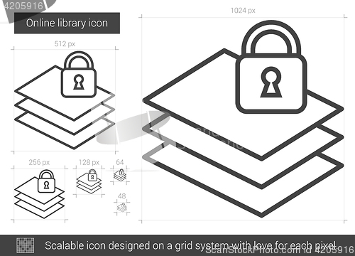 Image of Online library line icon.