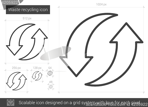 Image of Waste recycling line icon.