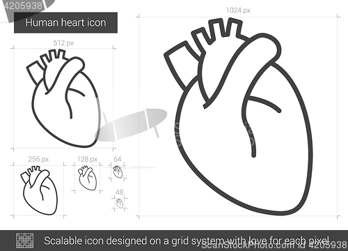 Image of Human heart line icon.