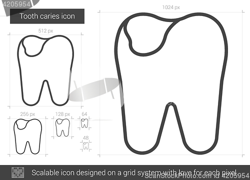 Image of Tooth caries line icon.