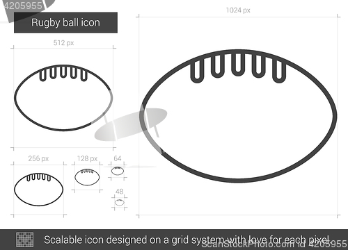 Image of Rugby ball line icon.