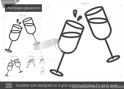 Image of Champagne glasses line icon.