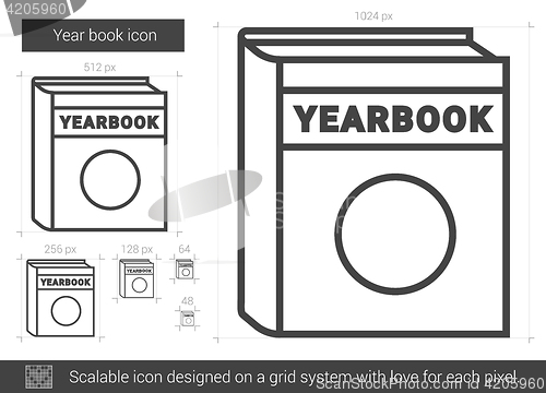 Image of Year book line icon.