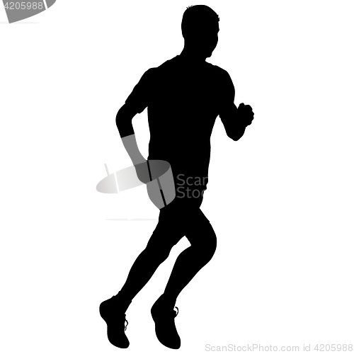 Image of Silhouettes. Runners on sprint, men. illustration