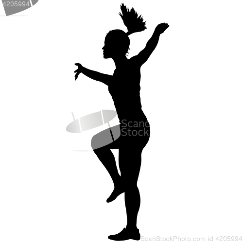 Image of Black silhouettes Dancing on white background. illustration