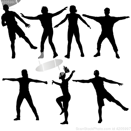Image of Black set silhouettes Dancing on white background. illustration
