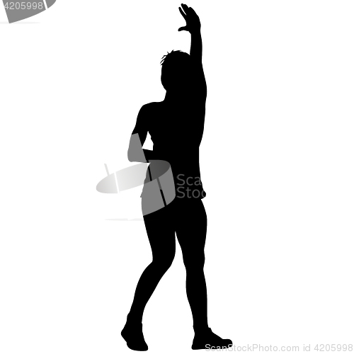 Image of Black silhouettes of beautiful woman on white background. illustration