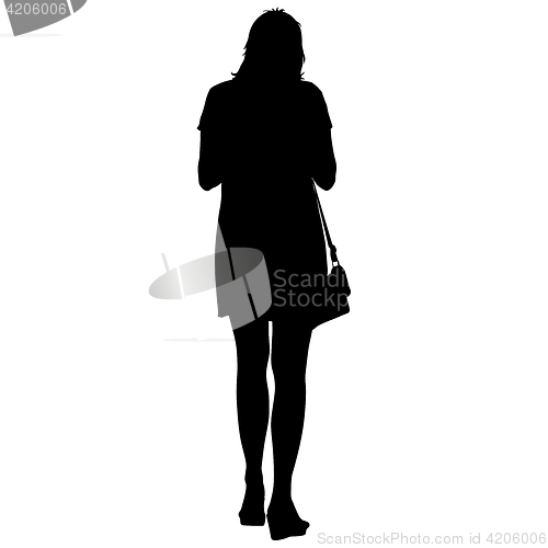 Image of Black silhouettes of beautiful woman on white background. illustration