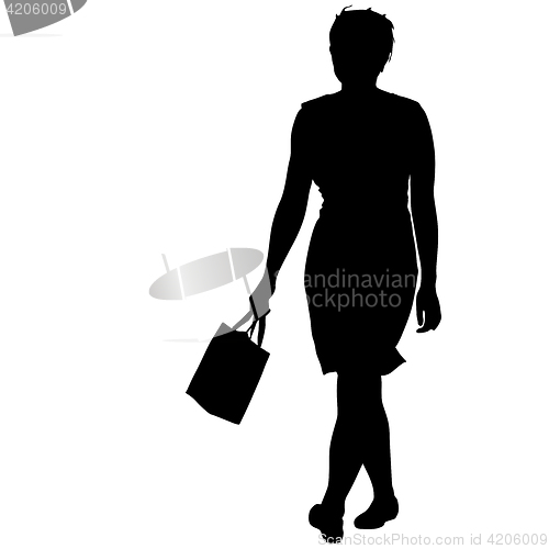 Image of Black silhouettes of beautiful woman on white background. illustration