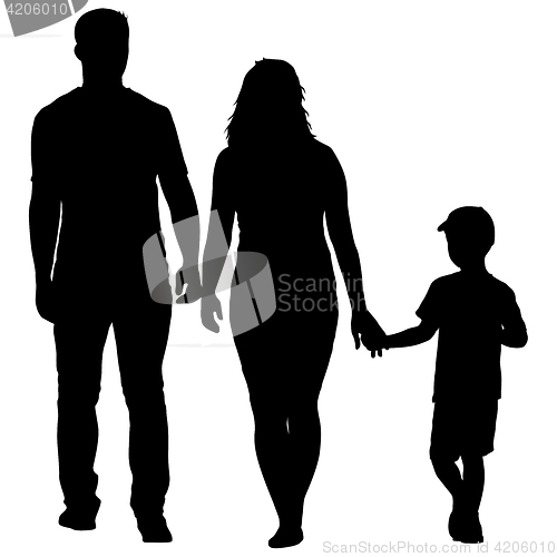 Image of Silhouette of happy family on a white background. illustration.
