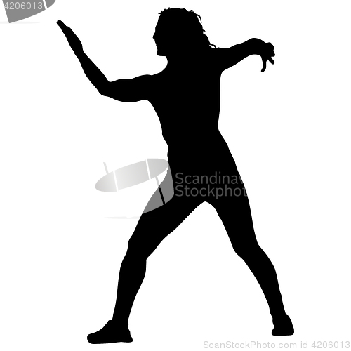 Image of Black silhouettes of beautiful woman on white background. illustration