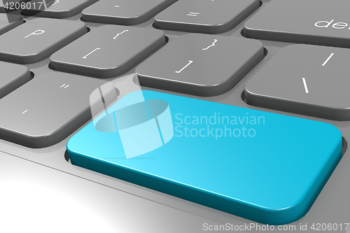 Image of Blue enter button on black computer keyboard