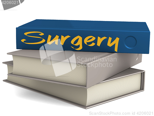 Image of Hard cover blue books with Surgery word