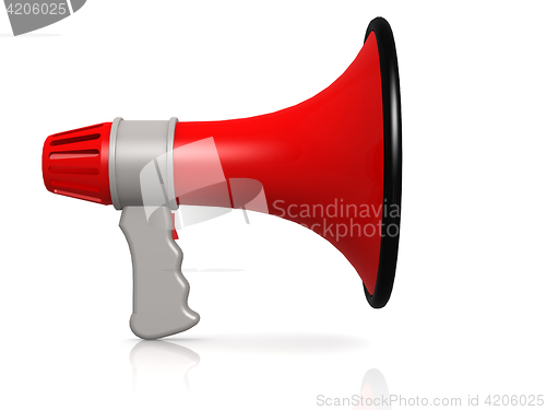 Image of Red megaphone isolated on white