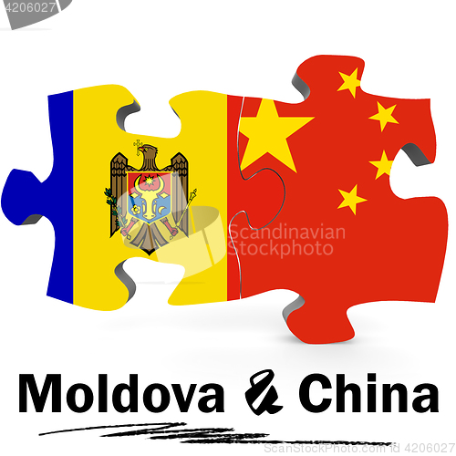 Image of China and Moldova flags in puzzle 