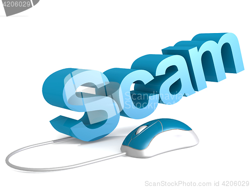 Image of Scam word with blue mouse