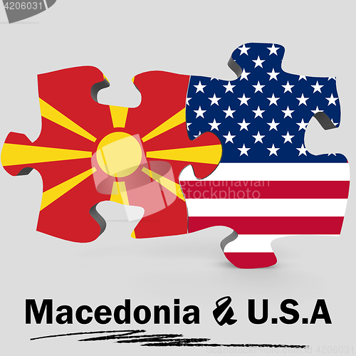 Image of USA and Macedonia flags in puzzle 