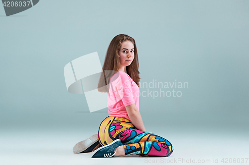 Image of The teen girl dancing hip hop choreography