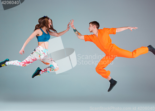 Image of The man, woman dancing hip hop choreography