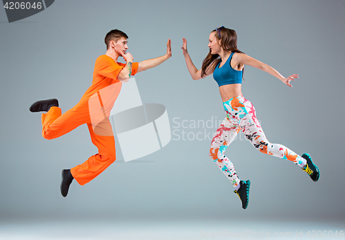 Image of The man, woman dancing hip hop choreography