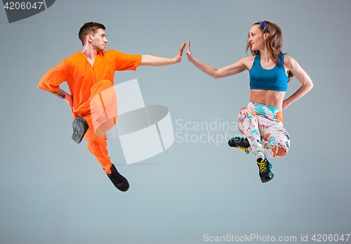 Image of The man, woman dancing hip hop choreography