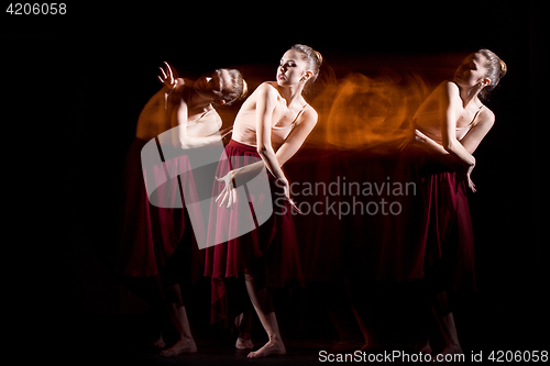 Image of The sensual and emotional dance of beautiful ballerina