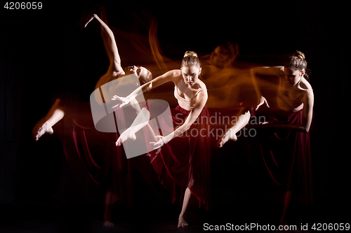 Image of The sensual and emotional dance of beautiful ballerina