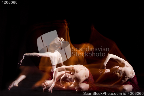 Image of The sensual and emotional dance of beautiful ballerina