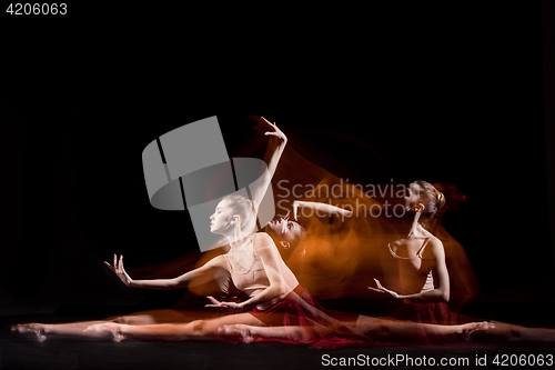 Image of The sensual and emotional dance of beautiful ballerina