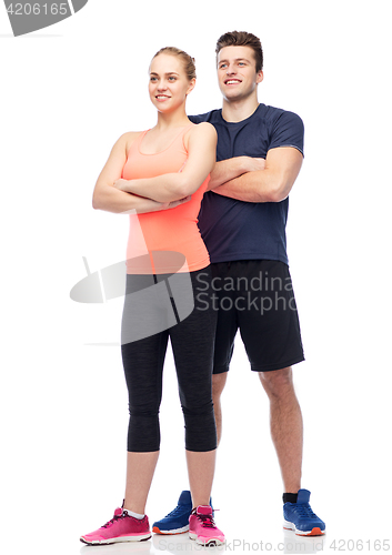 Image of happy sportive man and woman