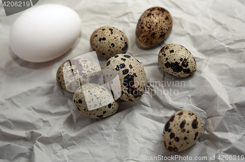 Image of Chicken and quail eggs