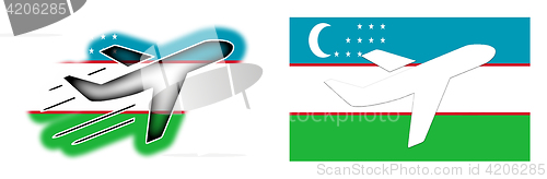 Image of Nation flag - Airplane isolated - Uzbekistan