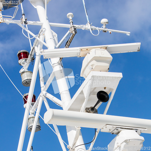 Image of Mast of a modern ship - Selective focus