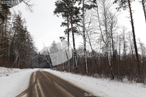 Image of snowy road, winter