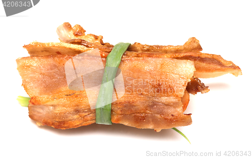 Image of grilled bacon on white
