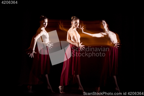 Image of The sensual and emotional dance of beautiful ballerina