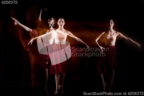 Image of The sensual and emotional dance of beautiful ballerina