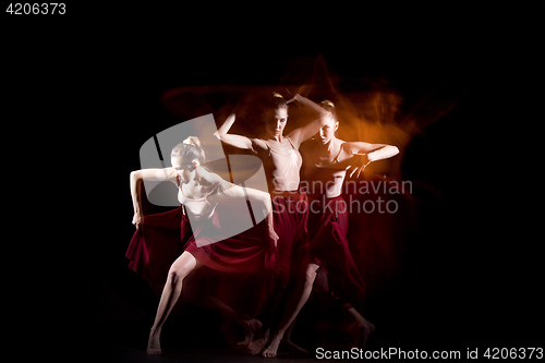 Image of The sensual and emotional dance of beautiful ballerina