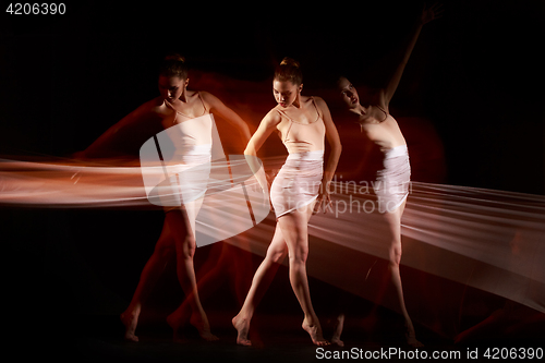 Image of The sensual and emotional dance of beautiful ballerina