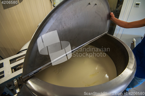 Image of Cheese production at dairy farm