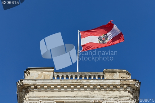 Image of Austrian Flag In The Wind