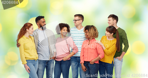 Image of international group of happy smiling people