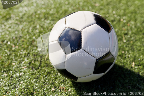 Image of soccer ball on football field