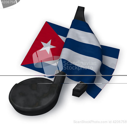 Image of music note symbol and flag of cuba - 3d rendering