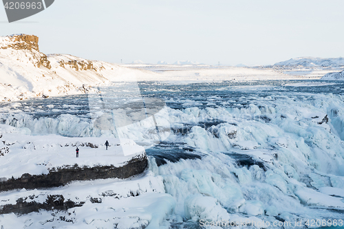 Image of Amazing Gullfoss waterfall in winter